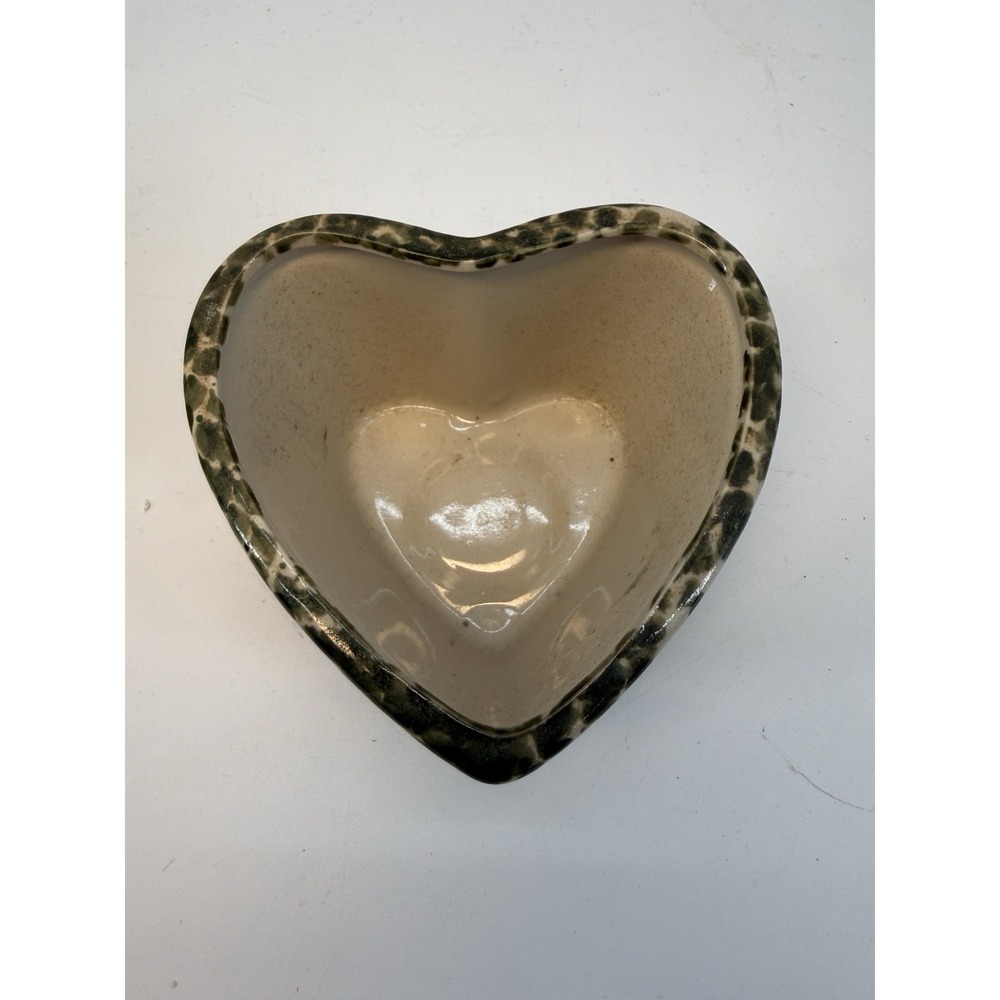 Heart-Shaped Blue Navy Spongeware Pottery 3.5 x 2" Small‎ Handmade